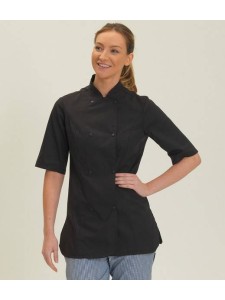 DE006 Dennys Ladies S/Sleeve Premium Chef's Jacket - BLACK - Coffee Shop & EGOP Back